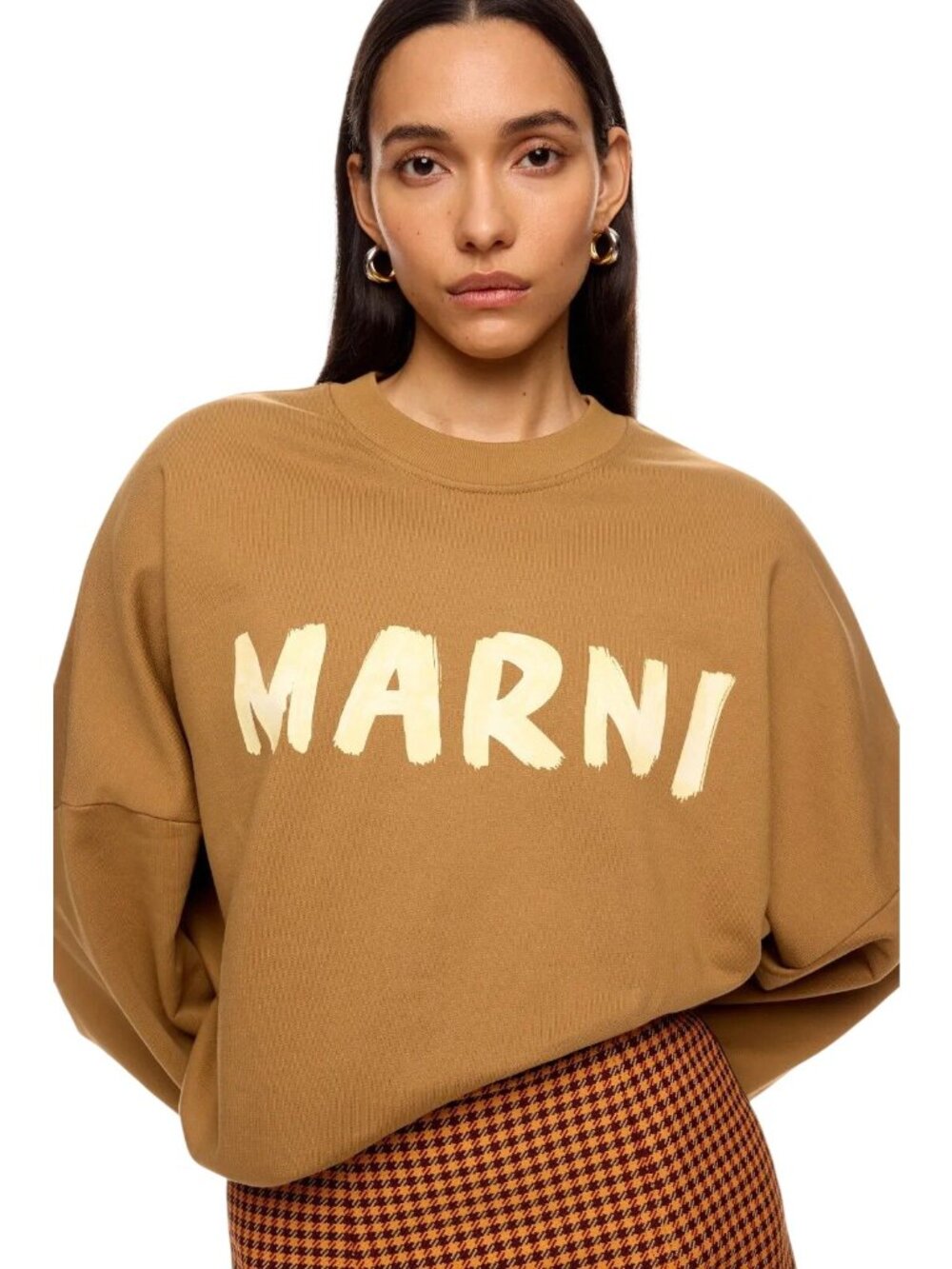 Marni Brown Logo Sweatshirt 44 Womens Pullover Top